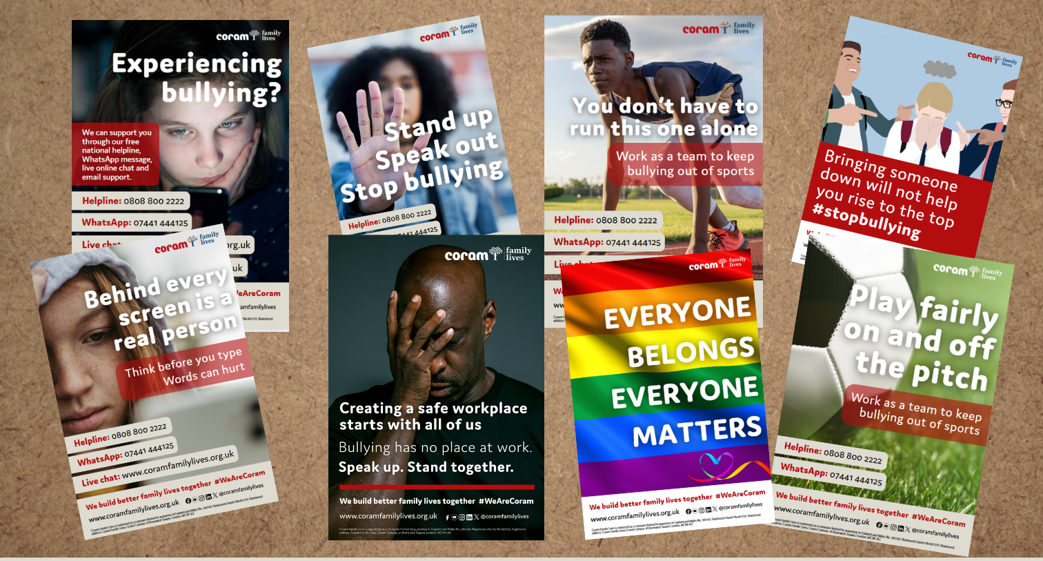 Anti bullying week posters created by Coram Family Lives