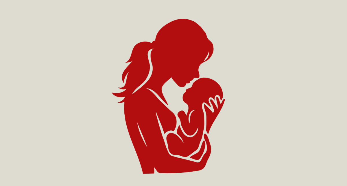 Woman with baby icon graphic