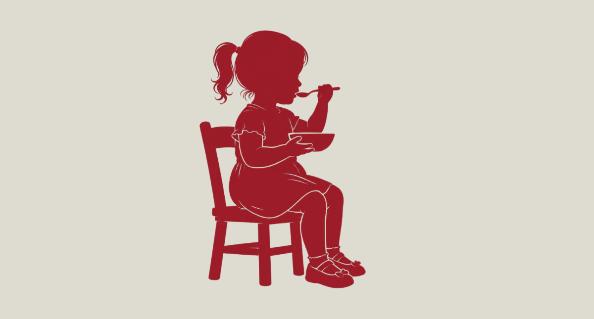 Toddler eating icon graphic