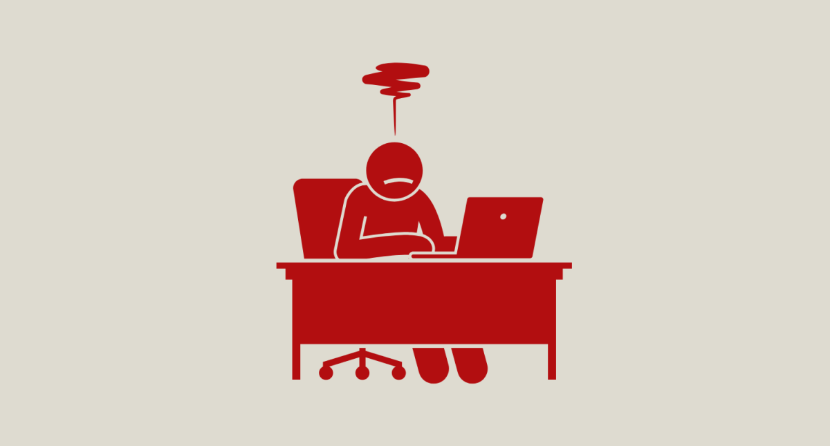 Stressed person at work icon graphic